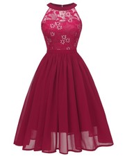 Womens Sleeveless Lace Chiffon Wedding Bridesmaids Cocktail Party Swing Dress uk