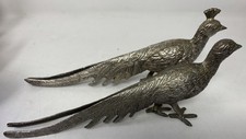 Silver tone, Pheasants,pair, ornamental, 10.25 inches Length.weight 2lb 4oz.Good