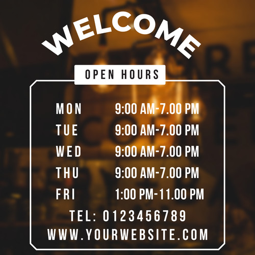 Shop window opening hours - window,