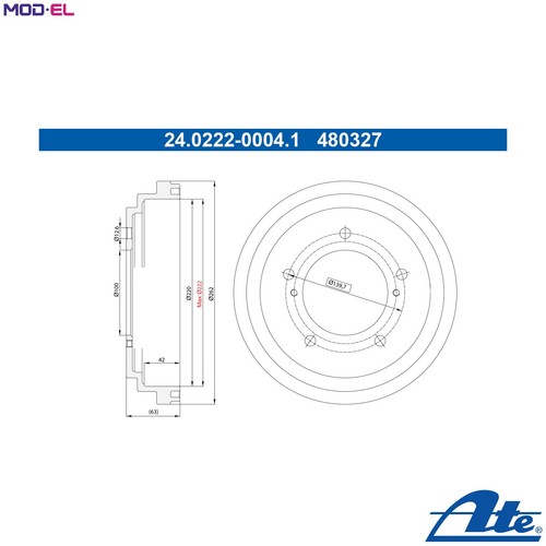 Brake drum 0222 0004 - drum, 24.0222-0004.1