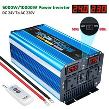 5000W 10000W Pure Sine Wave Power Inverter 24V to 240V With USB & Remote Control