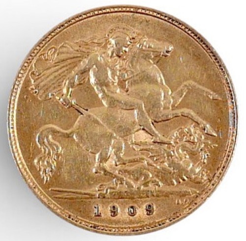 Gold half sovereign coin 22ct - half,
