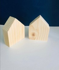 wooden houses in a box, set of 8 houses. 20mm deep, 44mm wide @ 55mm high. 