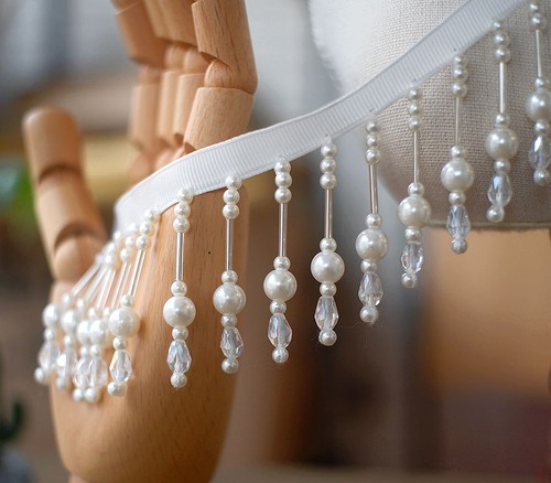 Dangling ivory tassel beaded - tassel,