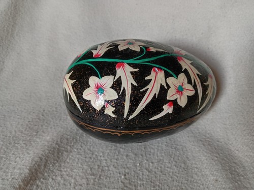Egg shaped floral trinket box - shaped,