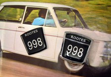 Pair Hillman Imp Rootes 998 Side Badge inserts - Not chrome bezel, just inserts