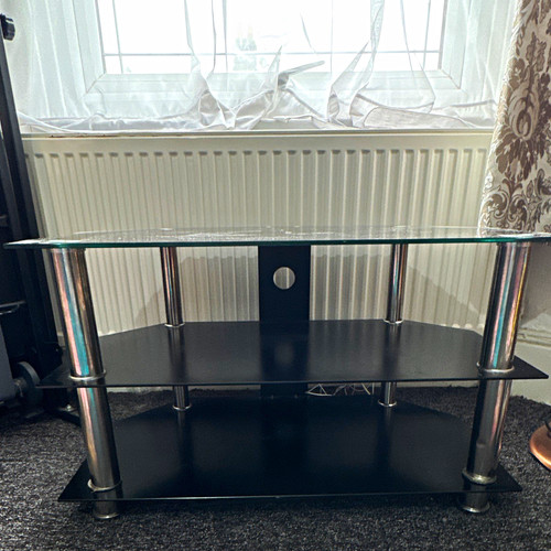 Black glass stand chrome - tv,