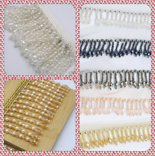 Yard beaded crystal fringe - crystal,