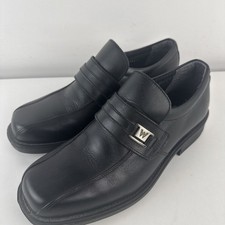 Wrangler unisex Shoes Black Leather Loafer Slip On Shoes SIZE 7 Uk l@@k!!