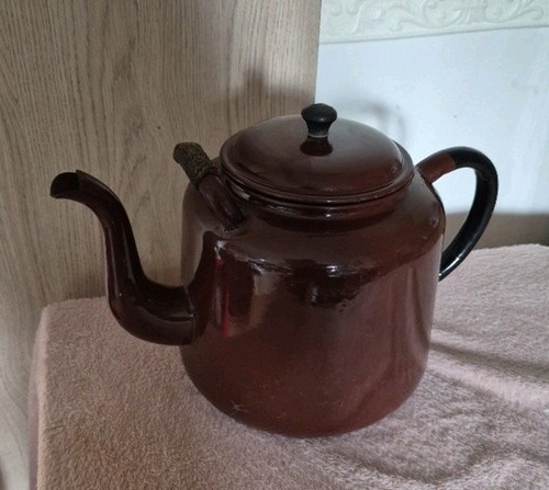 Vintage large brown enamel - vintage,