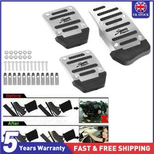 Car Accelerator Brake Foot Pedal Set Manual Non-Slip Pad Cover Silver Universal