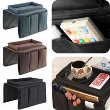 4 Pockets Foldable Sofa Arm Rest Organiser Couch Storage Tray Remote Holder UK