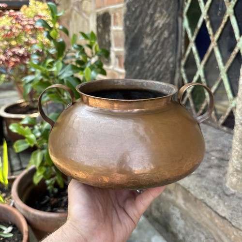 Vintage hammered copper pot - hammered,