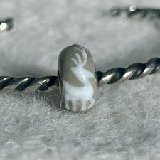 Trollbeads OOAK unique glass bead Christmas winter grey Nordic reindeer critter