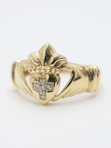 Gold claddagh ring diamond - gold,
