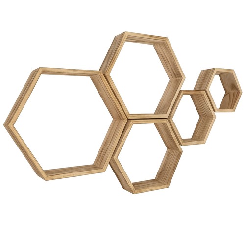 5pcs hexagon floating shelves - 5pcs,
