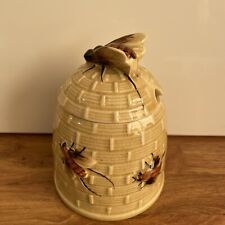 Vintage Ceramic Beehive Honey Pot With Lid  11 cms Tall