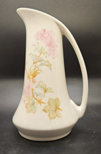 Melba Ware Staffordshire Ceramic Jug Pitcher Vase 7.5"/19cms Tall Pink Flowers