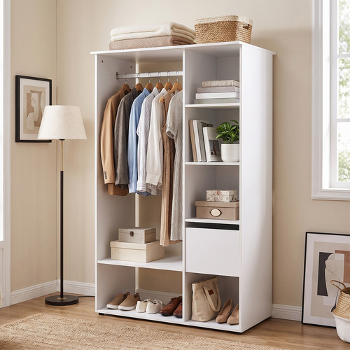 Open wardrobe clothes - wardrobe,
