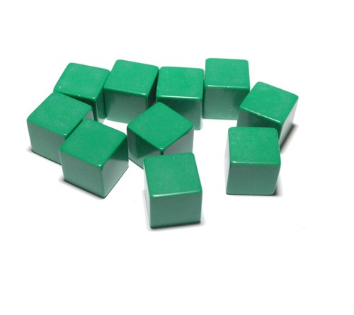 Blank green dice - dice,, square