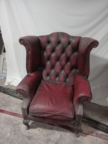 Oxblood leather chesterfield - leather,