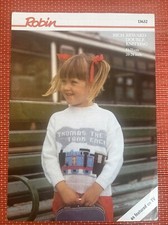 KIDS THOMAS THE TANK ENGINE TRAIN JUMPER 20”-28” KNITTING PATTERN ROBIN 13632