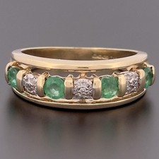 9ct Yellow Gold Emerald &