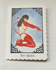 Betty Page “Red Devil “pin up birthday card.