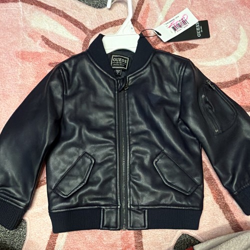 Guess boys black - faux, leather