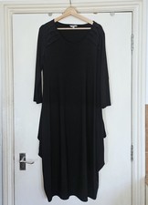 Chesca Dress Size 2 UK 16/18 Black Lagenlook Balloon Cocoon Arty Draped 