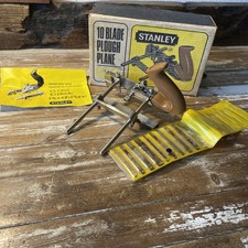 Stanley No. 13-052 Vintage Plough Plane in Original Box, Instructions & Cutters