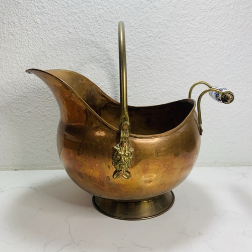 Vtg large copper brass coal - large,