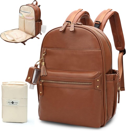 Brown leather baby changing - baby,
