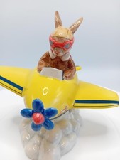 Vintage Rare Choc Away Bunny kins Royal Doulton Aeroplane figurine, Limited