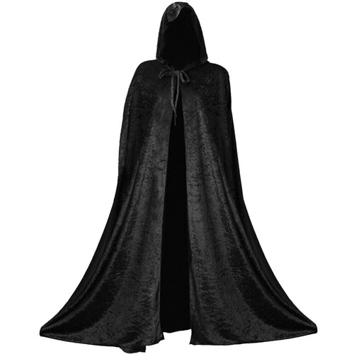 Black hooded cape velour - black,