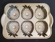 Nordic Ware Pineapple Upside Down Cakelet Pan Cast Aluminum 6 Mini Cakes Sonoma