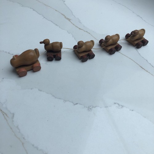 Vintage wooden pull along - along, duck