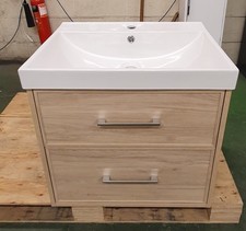 TL2350 WHITESPACE CSS60LO CHOICE SLIM SHAKER VANITY UNIT,60CM, LIGHT OAK & BASIN