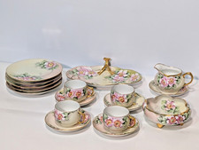 Antique Emily Chase Hand Painted China Floral Tea Set, Bavaria, Limoges, Gold