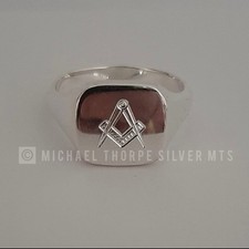 Masonic Freemasons signet ring Solid sterling silver size Q