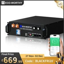 ECO-WORTHY 48V 100Ah LiFePO4 Battery Lithium 5.12KWh Server Rack Battery 3U Size