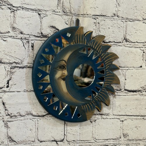 Blue half moon mosaic tile - moon,