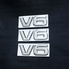 3x Silver V6 Chrome Huge Metal