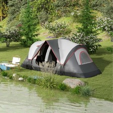 Outsunny 2 Room Camping Tent with Waterproof Rainfly&Screen Panels Grey RRP £115