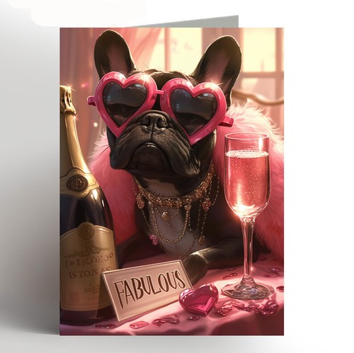 French bulldog birthday card - bulldog,