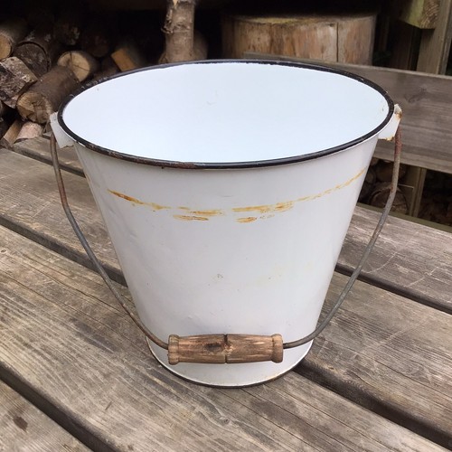 Old vintage white enamel - white, small