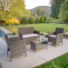 4 Pcs Rattan Outdoor Furniture Sofa Table Patio Set Garden Conservatory - Grey
