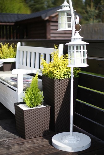 Large tall rattan plant pot - rattan,