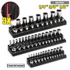 3pcs Magnetic Socket Organizer Storage Rail Rack Holder 1/4 3/8 1/2 Industrial