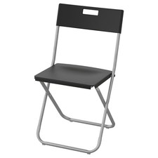 New IKEA Folding Chair Gunde Black Steel Polypropylena Plastic Seat Garden UK